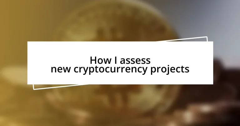 How I assess new cryptocurrency projects