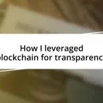 How I leveraged blockchain for transparency