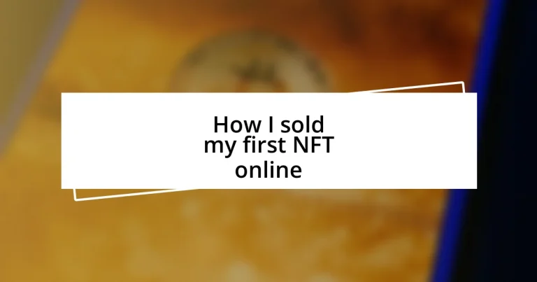 How I sold my first NFT online