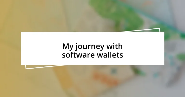 My journey with software wallets