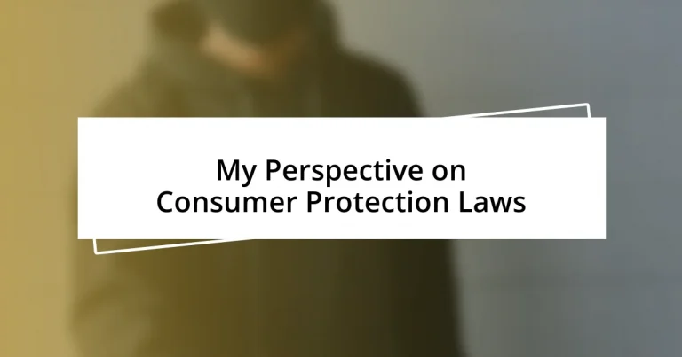 My Perspective on Consumer Protection Laws